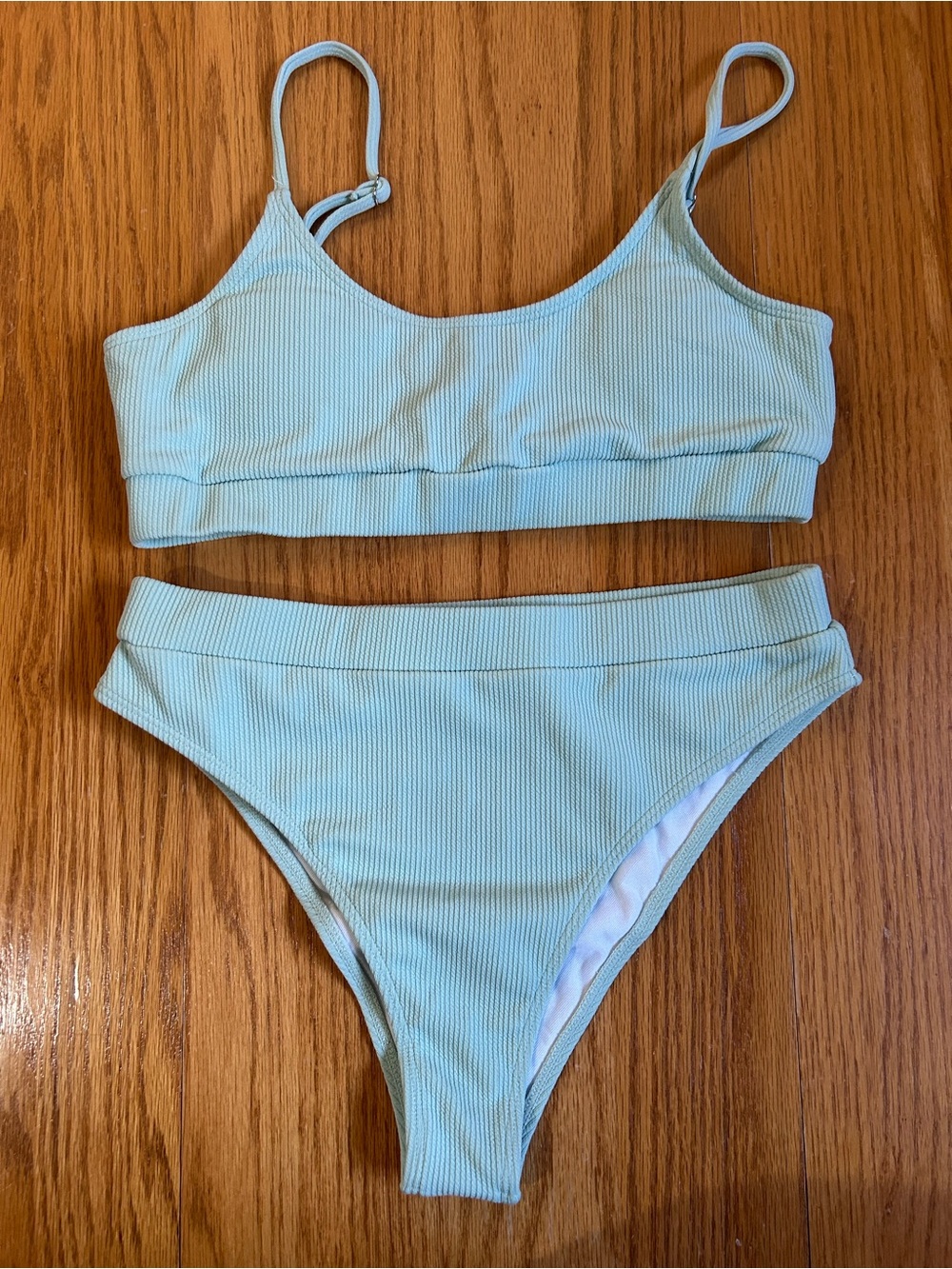 Mint Ribbed Two-Piece Bikini Set